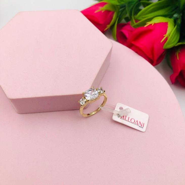 Anel Três Pedras Cristal N 17