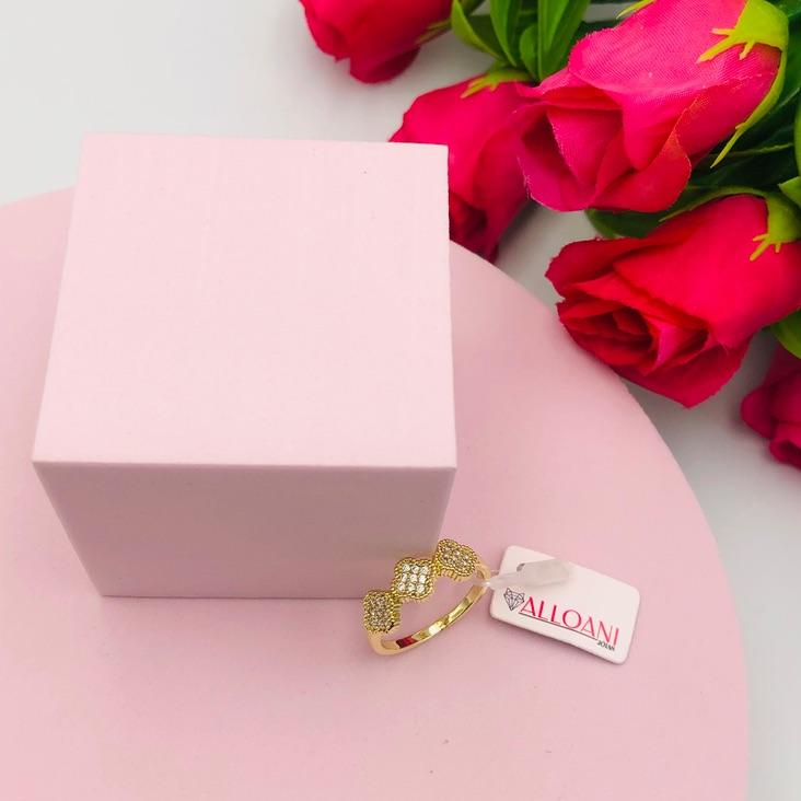 Anel Três Trevos Cravejados N 19