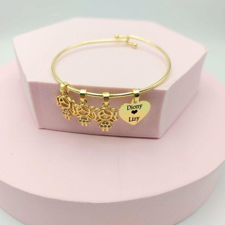 Bracelete Personalizado com 4 Pingentes