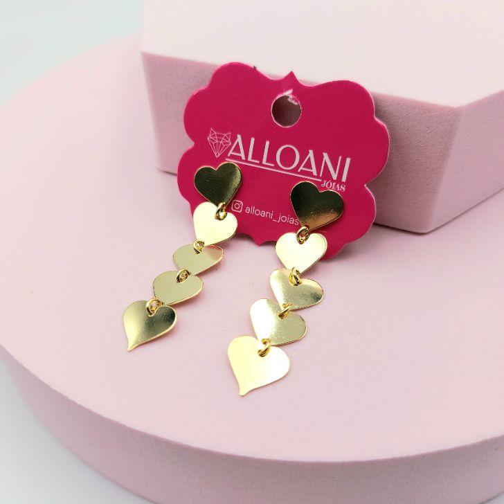 Brinco 5 Corações Pendurados