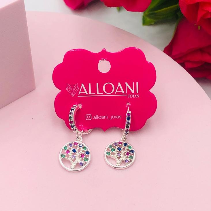 Brinco Argola Árvore da Vida Cravejado