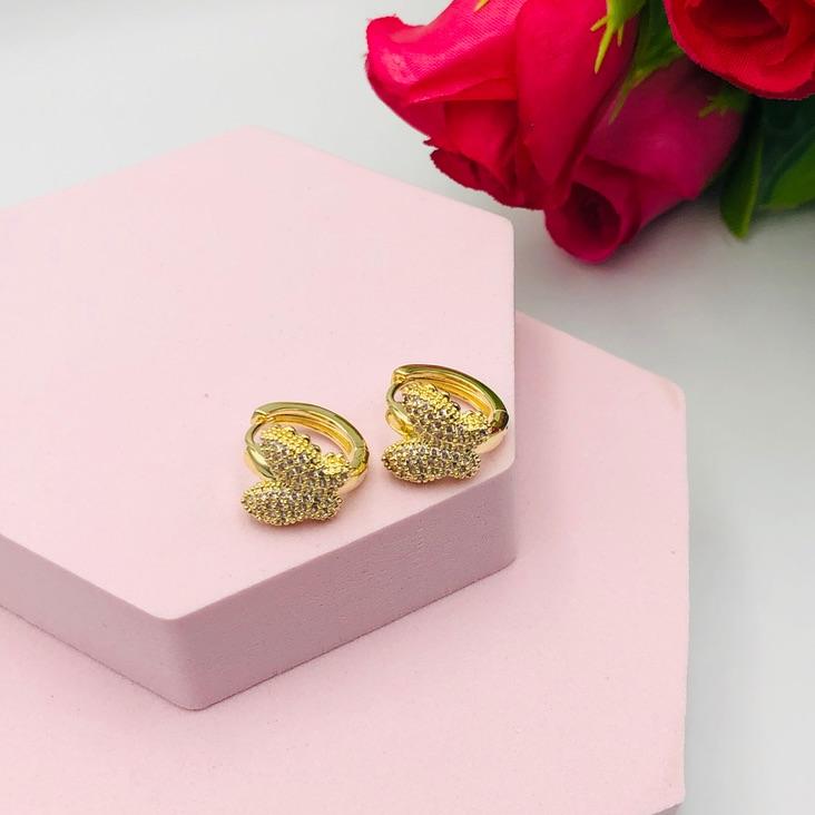 Brinco Argola Borboleta Cravejada