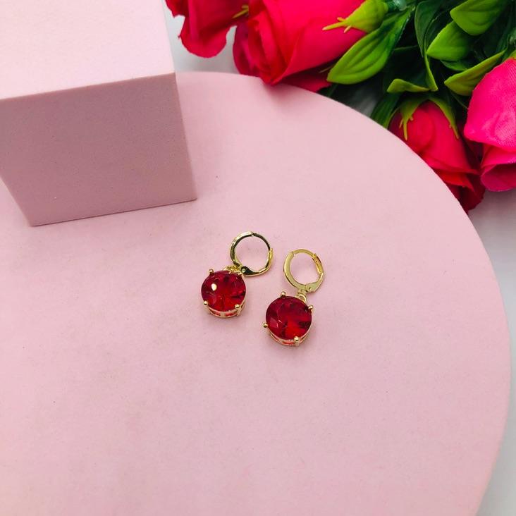 Brinco Argola com Pedra Pink