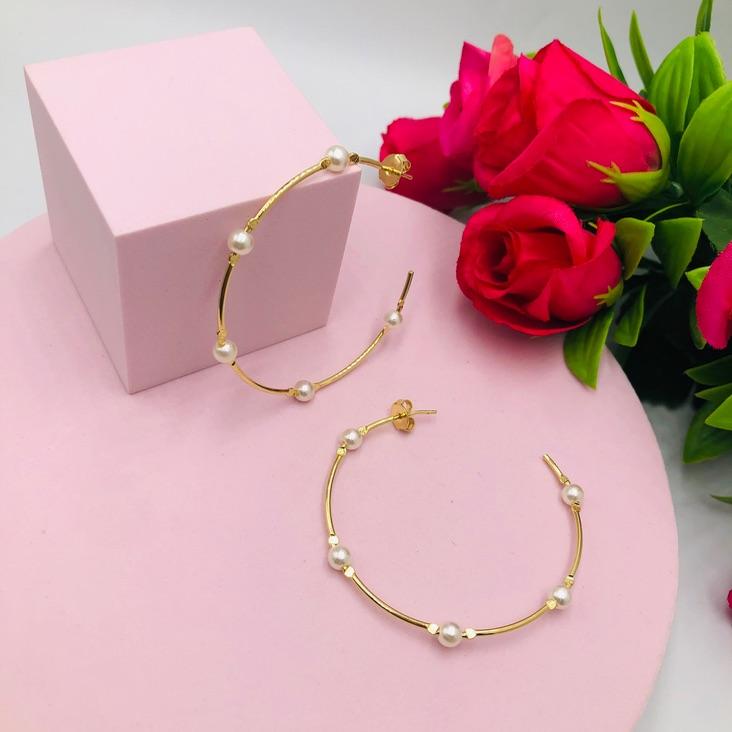 Brinco Argola com Pérolas