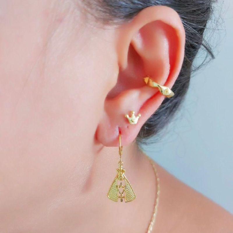 Brinco argola com pingente nossa senhora