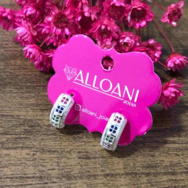 Brinco Argola com Zirconias Coloridas