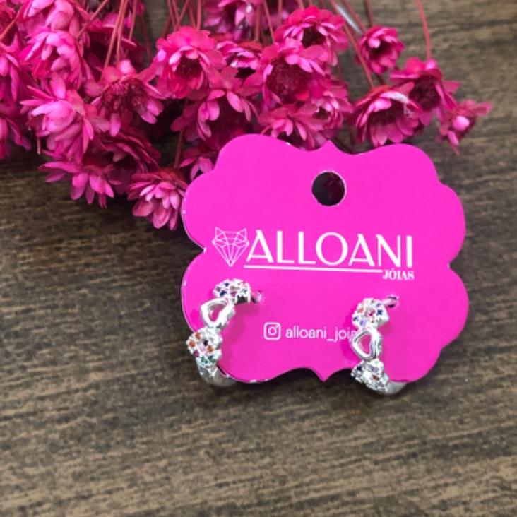 Brinco Argola Coração Cravejado e Liso