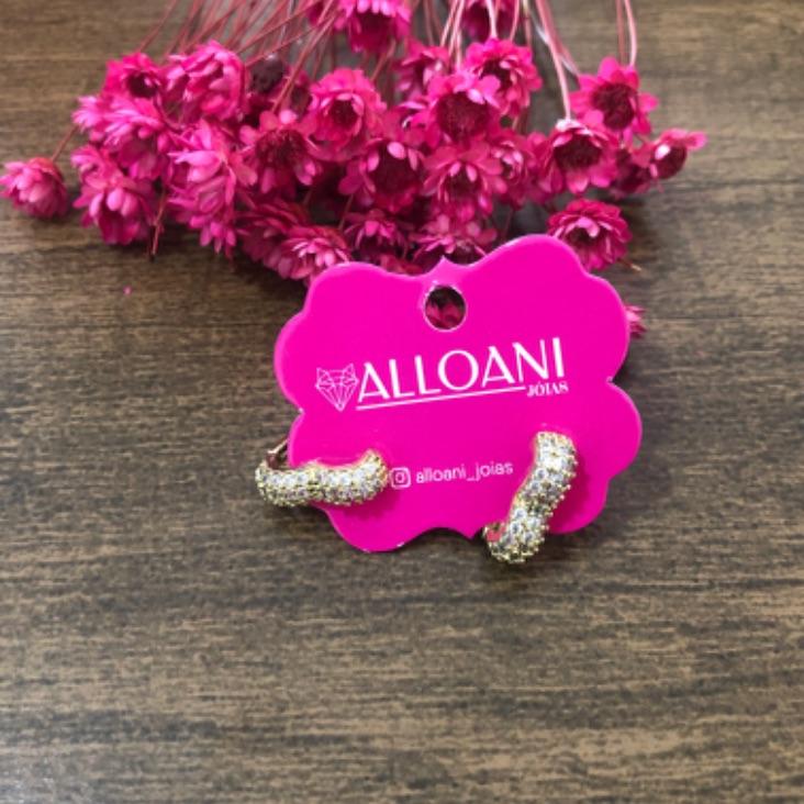 Brinco Argola Coração Cravejado M