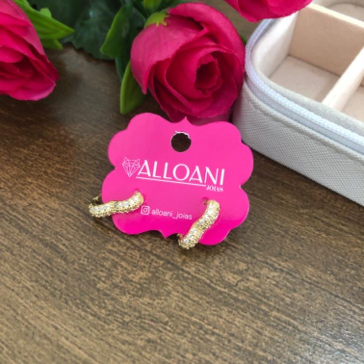 Brinco Argola Coração Cravejado M