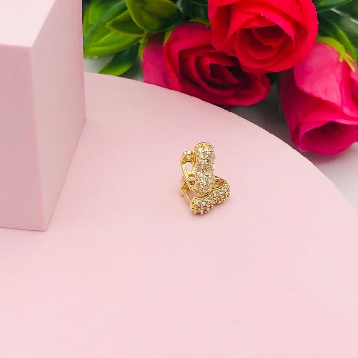 Brinco Argola Coração Cravejado P