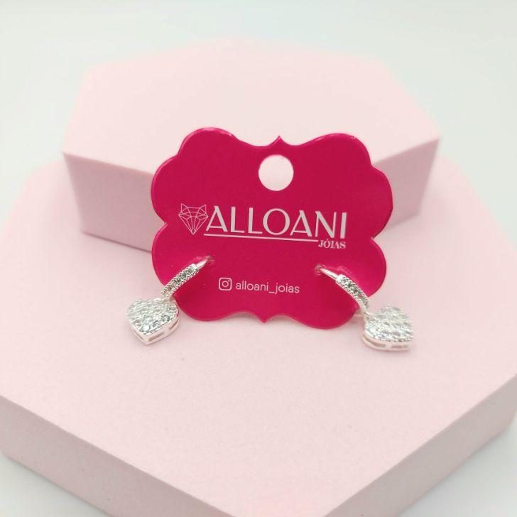 Brinco Argola de Click Coração Cravejado
