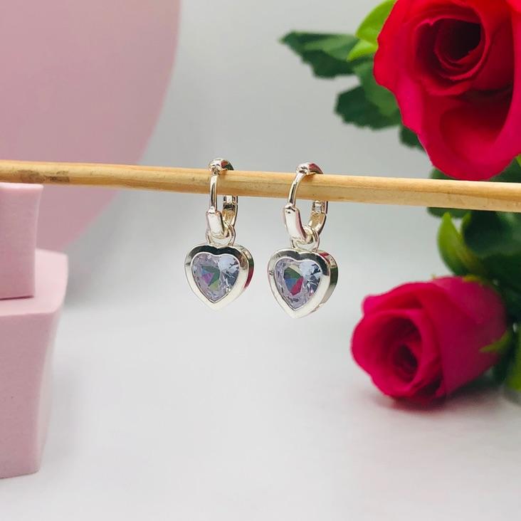 Brinco Argola Duas em Um com Pingente Corações