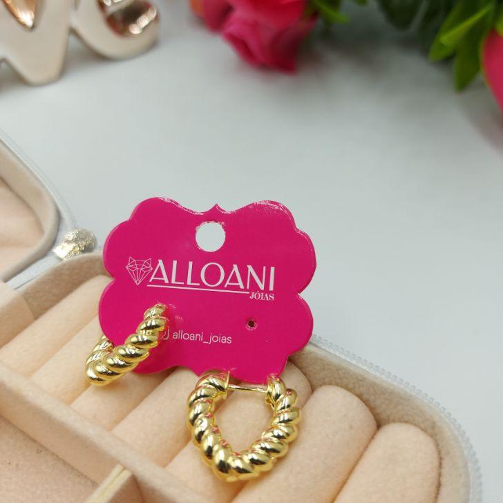 Brinco Argola Formato Coração Liso Entrelaçado