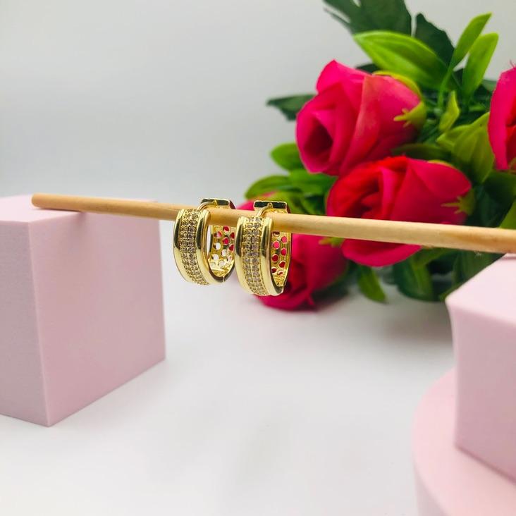 Brinco Argola Grossa Cravejada