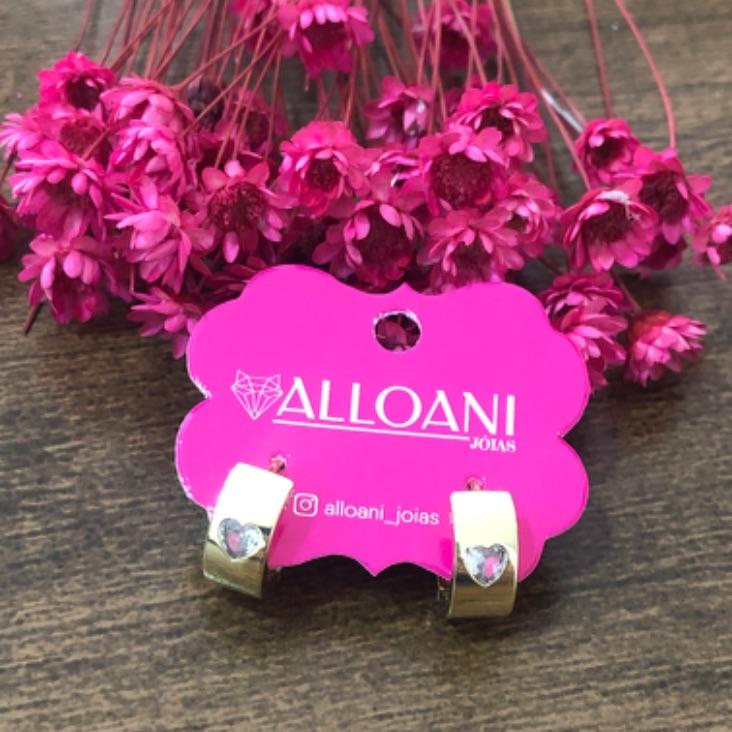 Brinco Argola Lisa com Coração Zirconia M