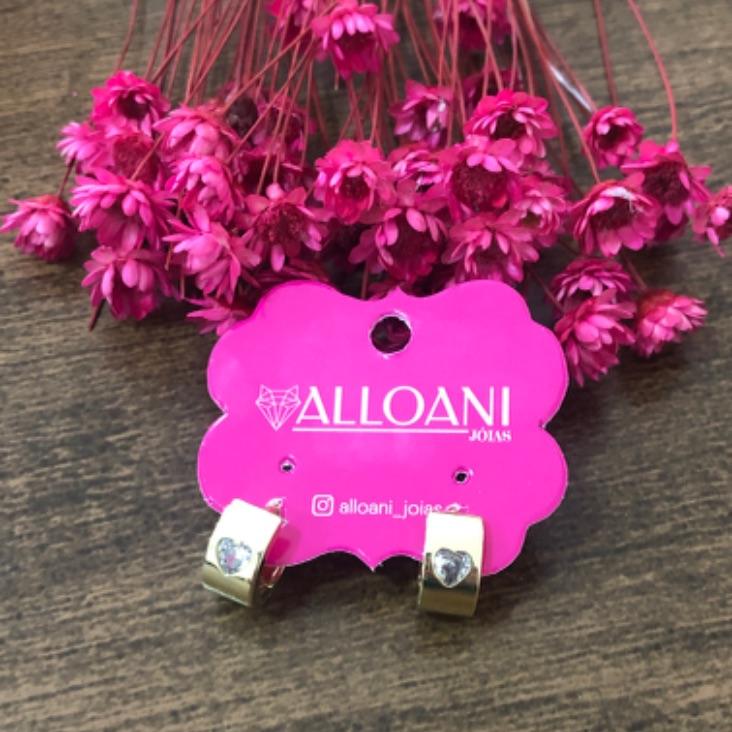 Brinco Argola Lisa com Coração Zirconia P