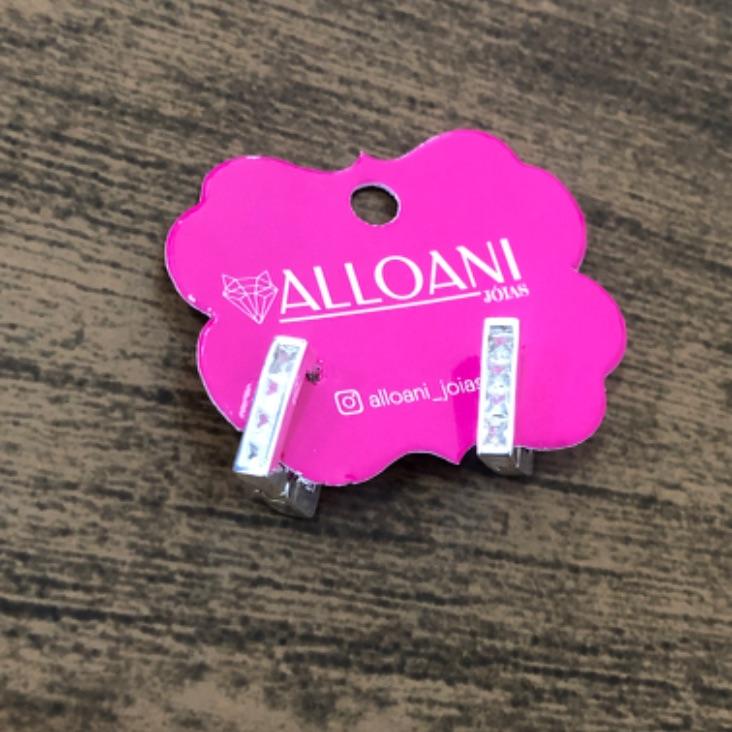 Brinco Argola Quadrada Cravejada