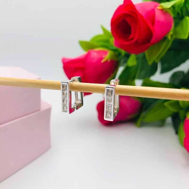 Brinco Argola Quadrada Cravejada