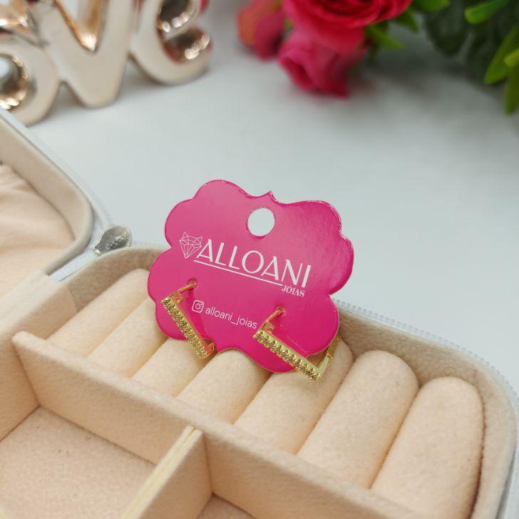 Brinco Argola Quadrada Cravejada M