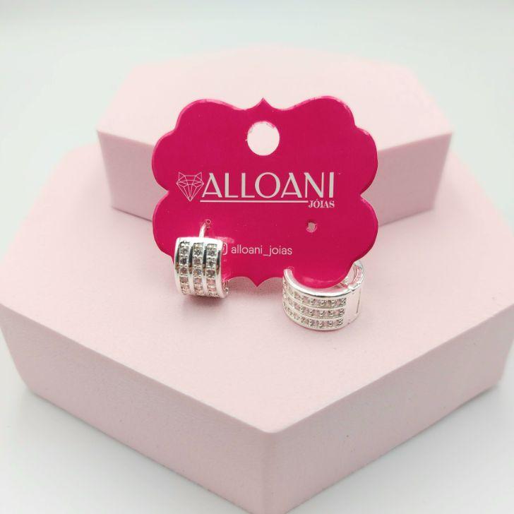 Brinco Argola Redonda Grossa Cravejada