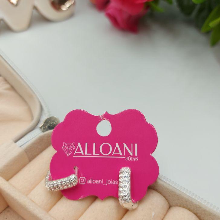 Brinco Argola Retângulo Cravejado P