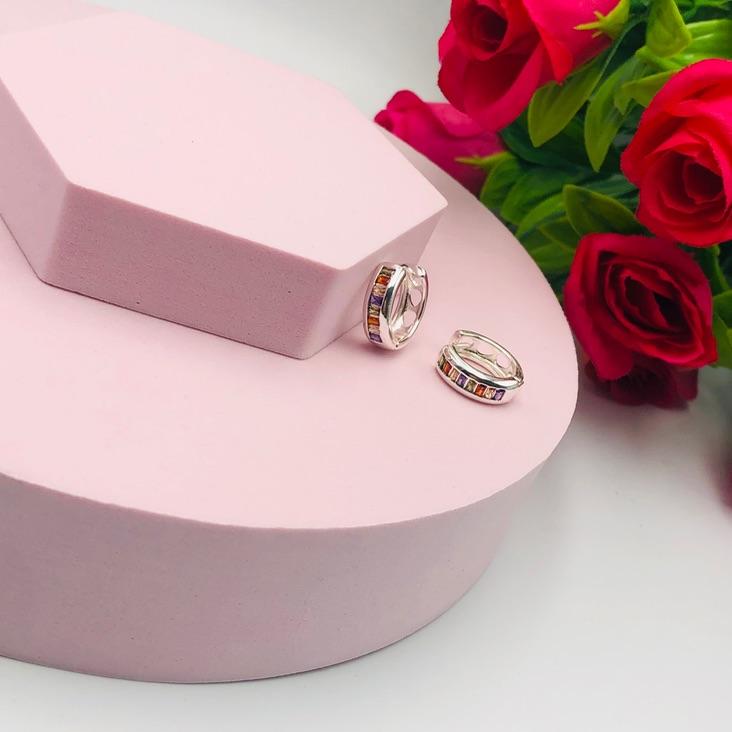 Brinco Argola Zirconia Colorida