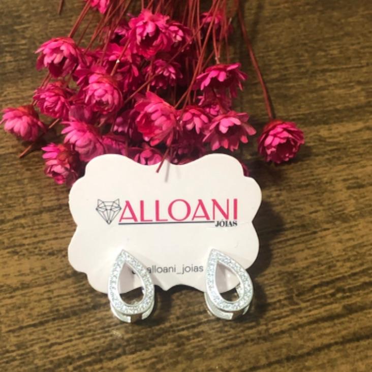 Brinco Argolinha Click Gota Cravejada