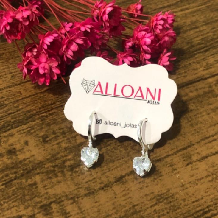 Brinco Argolinha Click Pingente Coração