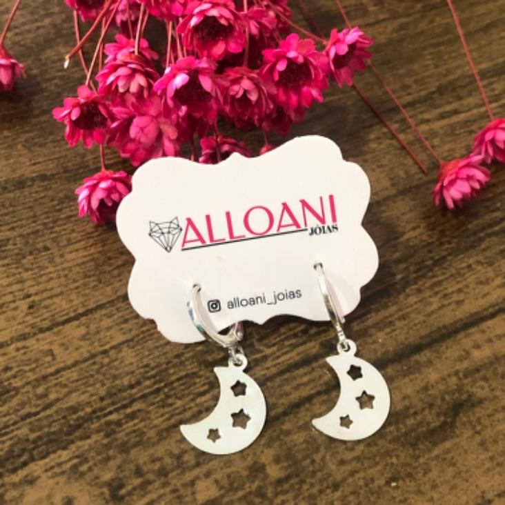 Brinco Argolinha Click Pingente Lua