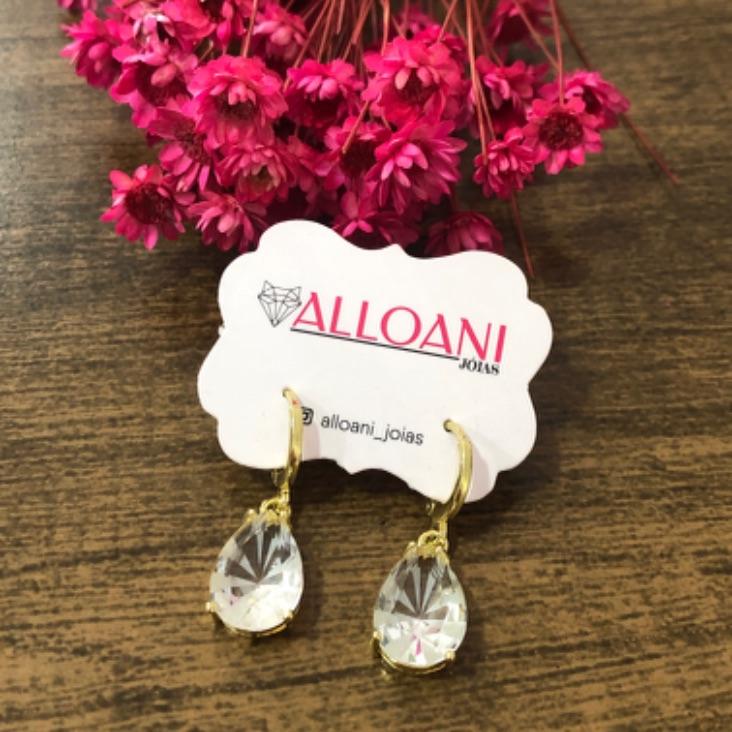 Brinco Argolinha com Gota em Pedra