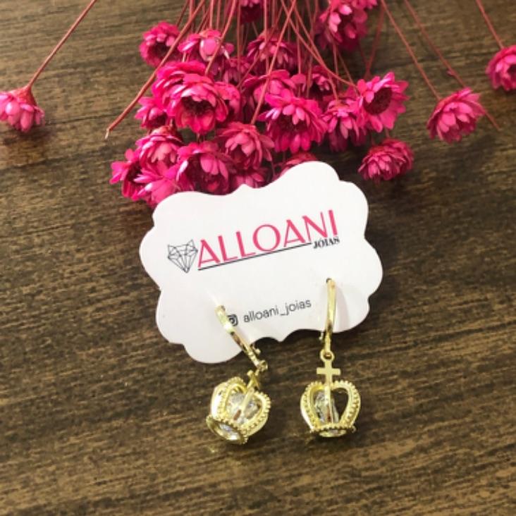 Brinco Argolinha com Pingente Coroa