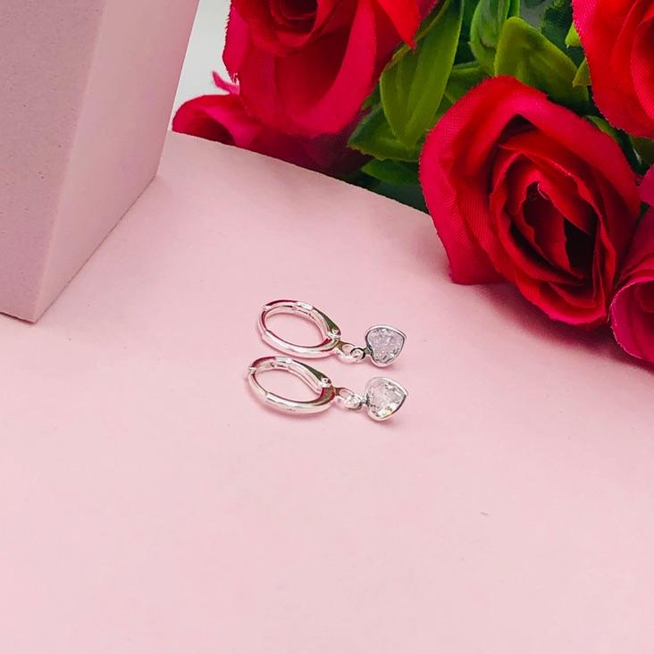 Brinco Argolinha com Pingente de Coração M