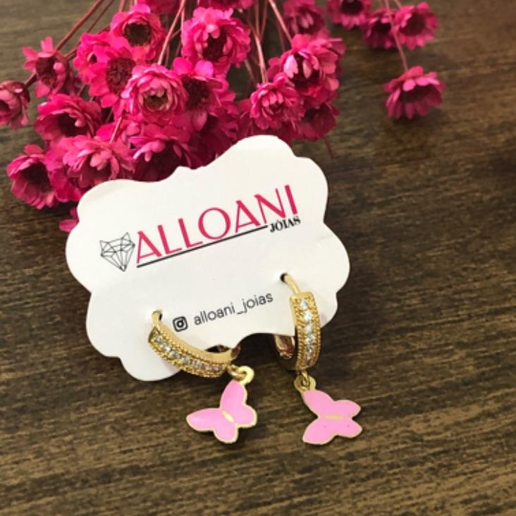 Brinco Argolinha de Click com Borboleta