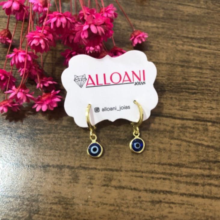 Brinco argolinha de click com olho grego