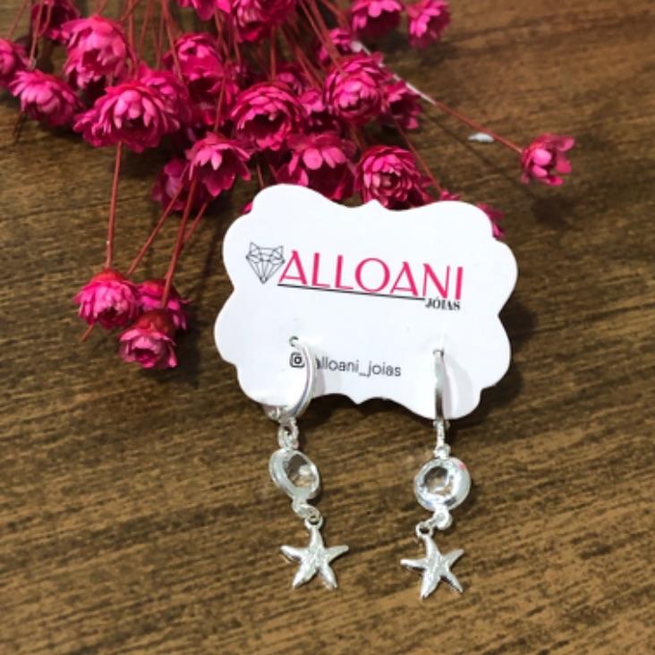 Brinco Argolinha de Click com Pingente Estrela