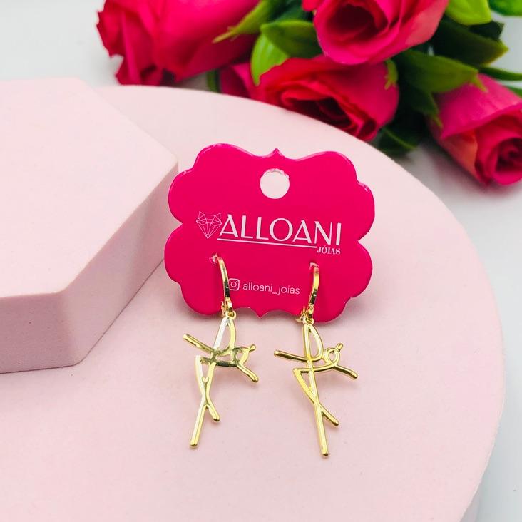 Brinco argolinha de click com pingente fe