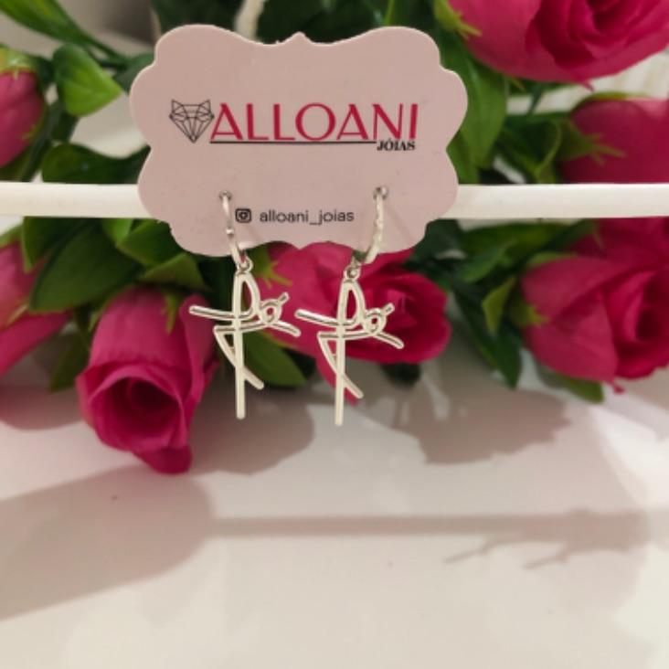 Brinco argolinha de click com Pingente fé