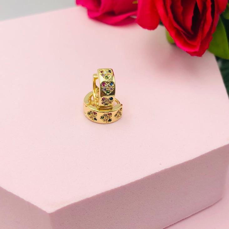 Brinco Argolinha de Click Cravejada