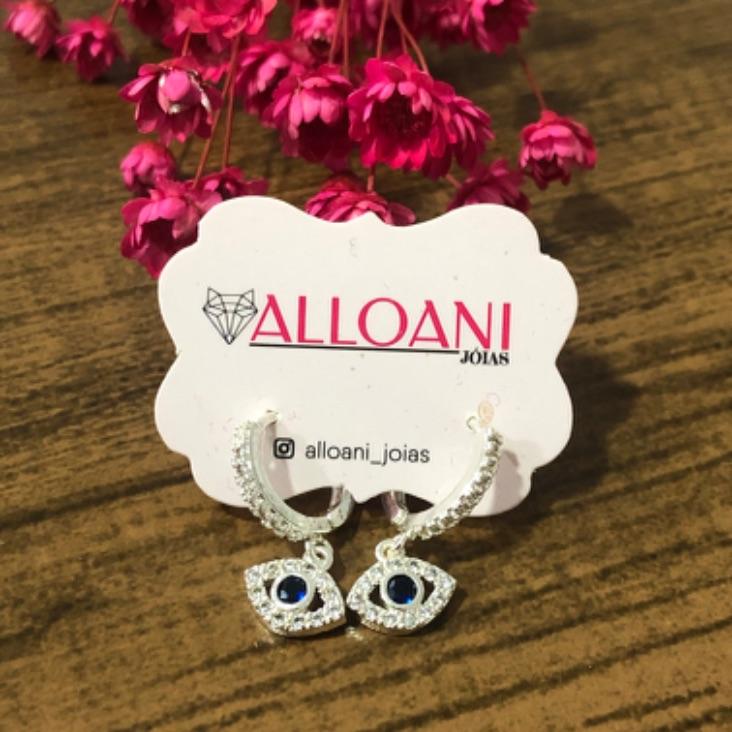 Brinco Argolinha de Click Cravejado com Olho Grego