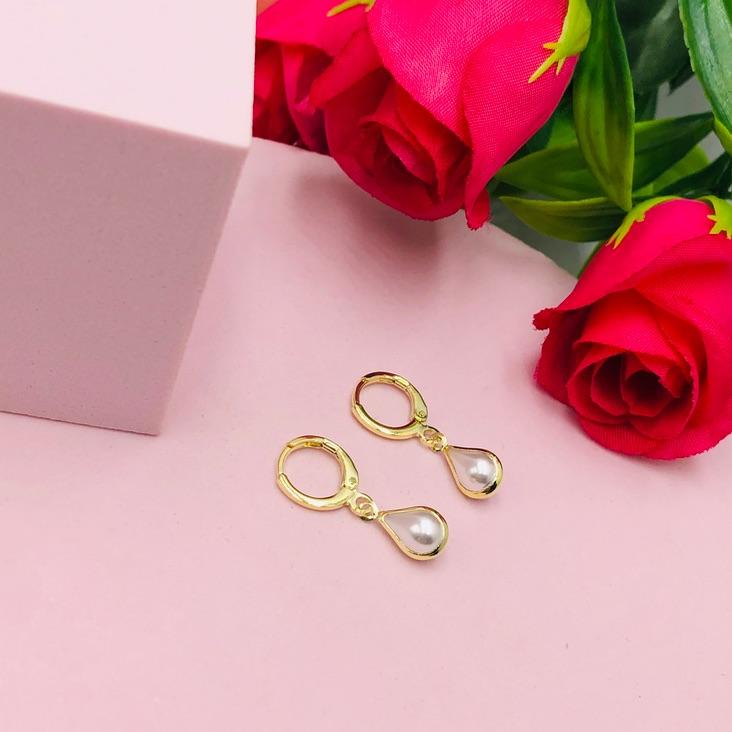 Brinco Argolinha Gota Pérola