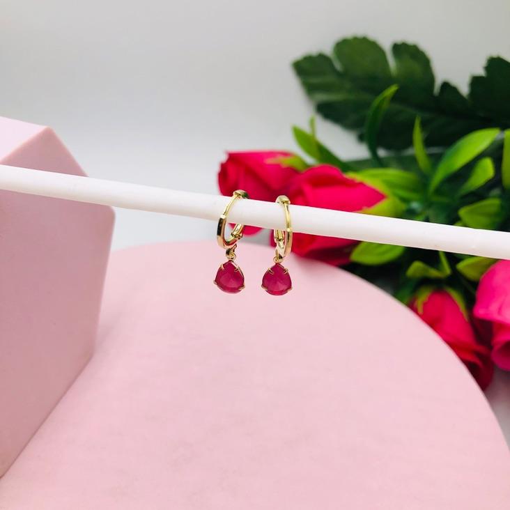 Brinco Argolinha Gota Pink