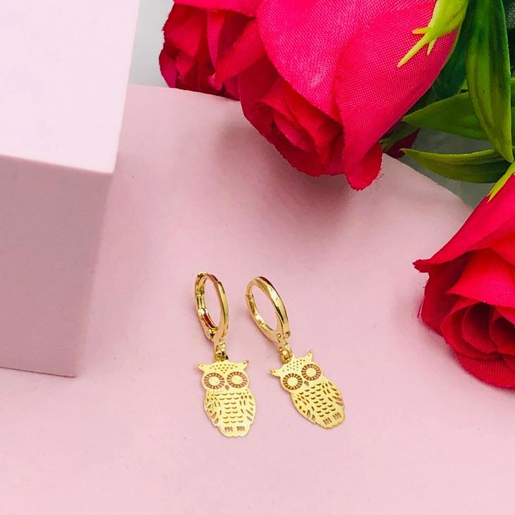 Brinco Argolinha Pingente Coruja