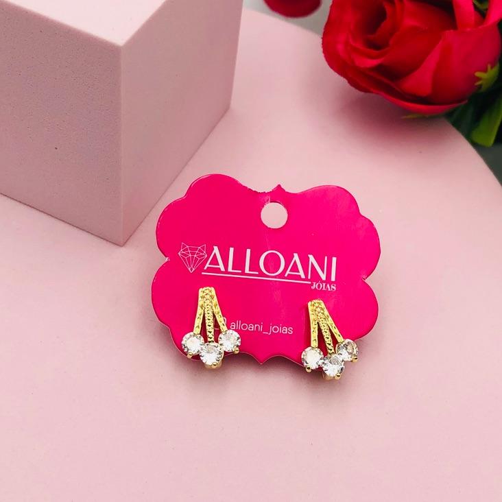 Brinco Argolinha Três Zirconia