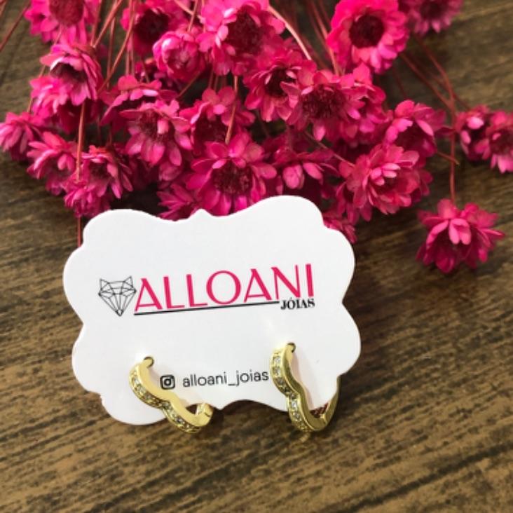 Brinco Arolinha de Click Coração Pequeno Cravejado