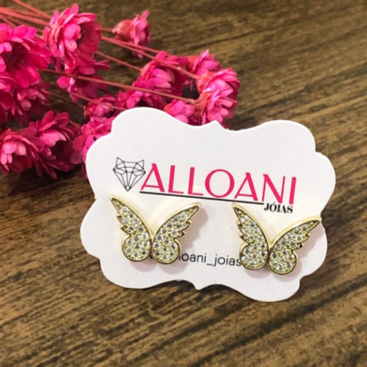 Brinco Borboleta Cravejado