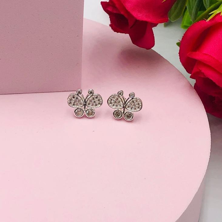 Brinco Borboleta Cravejado