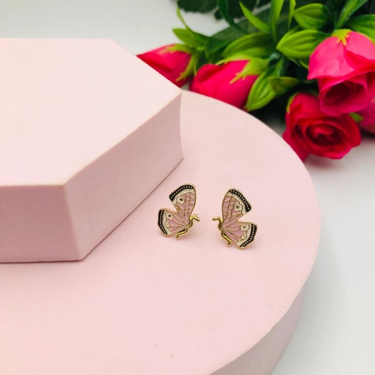 Brinco borboleta rosa