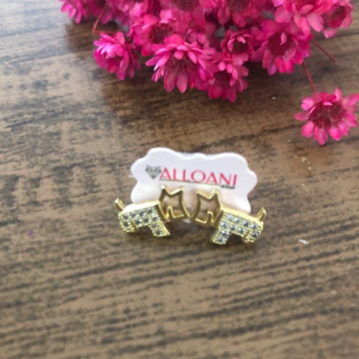 Brinco cachorro cravejado