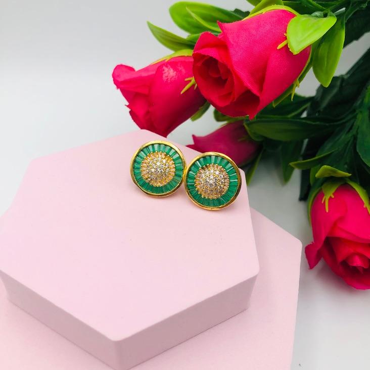 Brinco Círculo com Pedras Verde