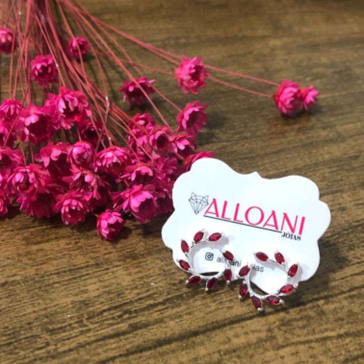 Brinco Círculo com Pedras Vermelha